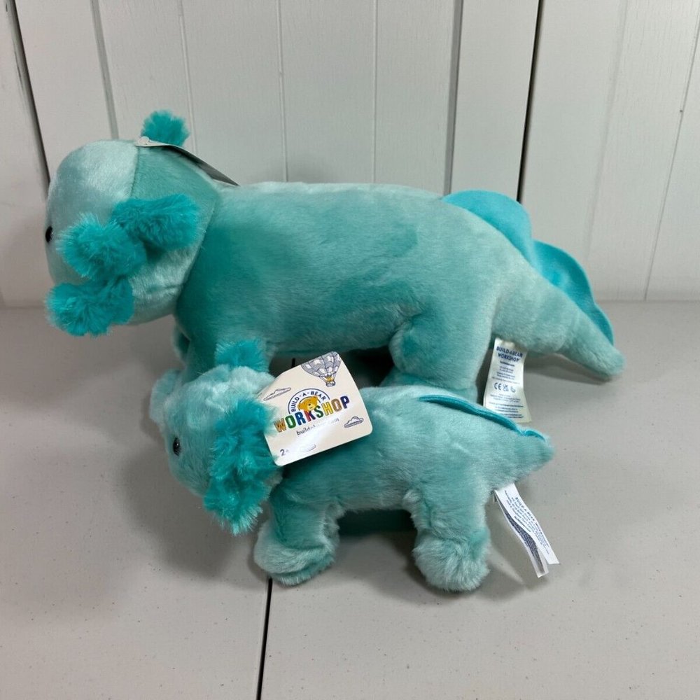 NEW Build A Bear Mint Green Axolotl 18" Long w/ Pajamas and Mini Buddy 9" - Picture 4 of 6